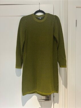 COS Olive Green Textured Long-Sleeve Knit Dress